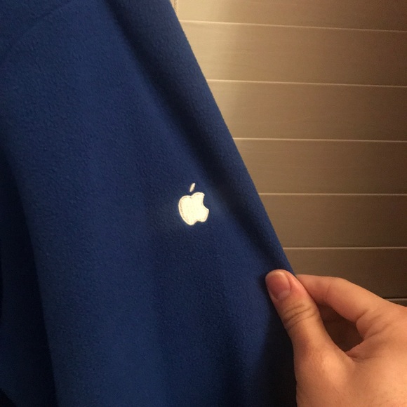 Mens Blue Apple Quarter Zip Polo Sweater - Picture 3 of 5